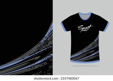 Tshirt mockup abstract flakes sport jersey design for football racing running in black and blue a color	