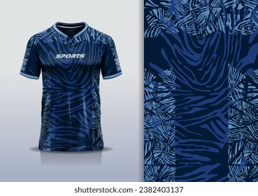 Tshirt mockup abstract grunge camouflage sport jersey design for football soccer, racing, esports, running, blue color