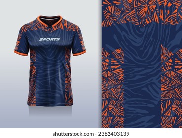 Tshirt mockup abstract grunge camouflage sport jersey design for football soccer, racing, esports, running, blue orange color