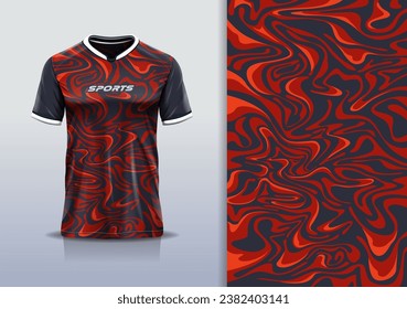 Tshirt mockup abstract grunge camouflage sport jersey design for football soccer, racing, esports, running, red color