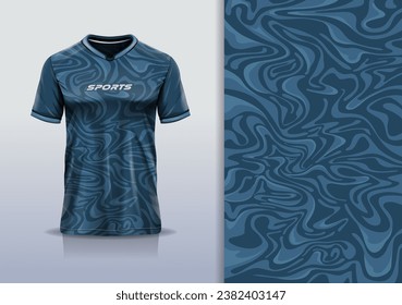 Tshirt mockup abstract grunge camouflage sport jersey design for football soccer, racing, esports, running, blue color