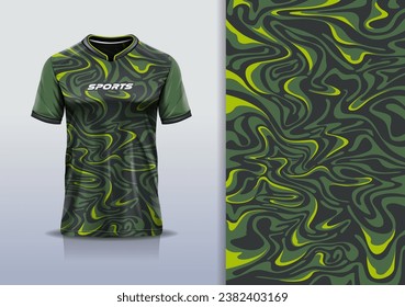 Tshirt mockup abstract grunge camouflage sport jersey design for football soccer, racing, esports, running, green color