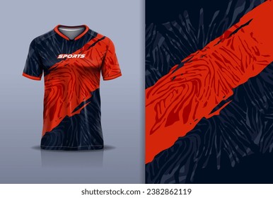 Tshirt mockup abstract grunge camouflage sport jersey design for football soccer, racing, esports, running, red black color