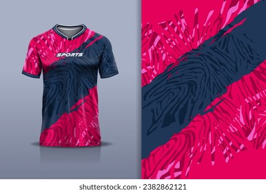 Tshirt mockup abstract grunge camouflage sport jersey design for football soccer, racing, esports, running, pink black color