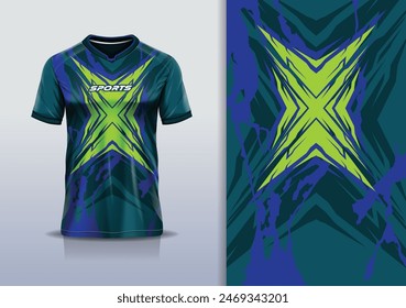 Tshirt mockup abstract grunge marble texture sport jersey design for football soccer, racing, esports, running, green yellow color	