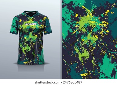 Tshirt mockup abstract grunge marble texture sport jersey design for football soccer, racing, esports, running, green color