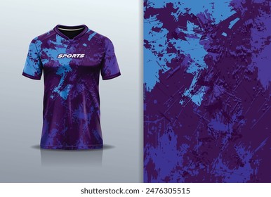 Tshirt mockup abstract grunge marble texture sport jersey design for football soccer, racing, esports, running, blue color