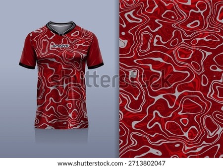 Tshirt mockup abstract grunge marble texture sport jersey design for football soccer, racing, esports, running, red color
