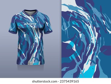 Tshirt mockup abstract grunge sport jersey design for football soccer, racing, esports, running, blue color