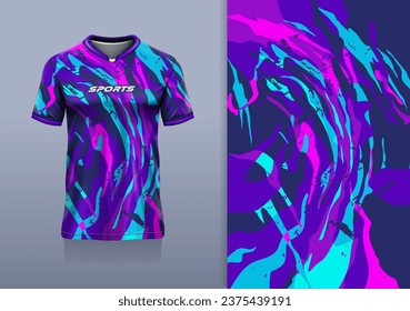 Tshirt mockup abstract grunge sport jersey design for football soccer, racing, esports, running, blue color