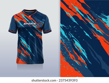 Tshirt mockup abstract grunge sport jersey design for football soccer, racing, esports, running, red blue color