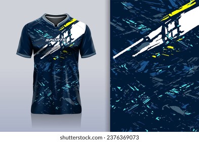 Tshirt mockup abstract grunge sport jersey design for football soccer, racing, esports, running, white blue color