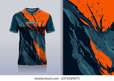 Tshirt mockup abstract grunge sport jersey design for football soccer, racing, esports, running, orange color