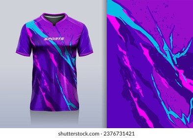  Tshirt mockup abstract grunge sport jersey design for football soccer, racing, esports, running, purple color