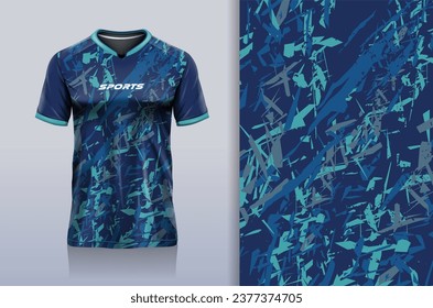 Tshirt mockup abstract grunge sport jersey design for football soccer, racing, esports, running, blue color