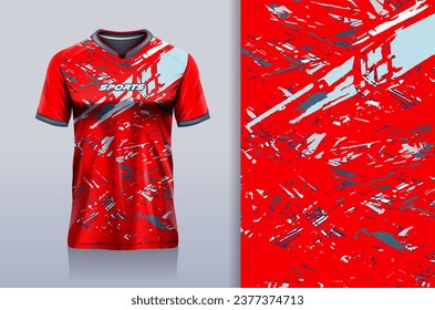 Modelación de camisetas diseño de camisetas de deporte de grunge abstracto para fútbol, carreras, deportes, correr, color rojo
