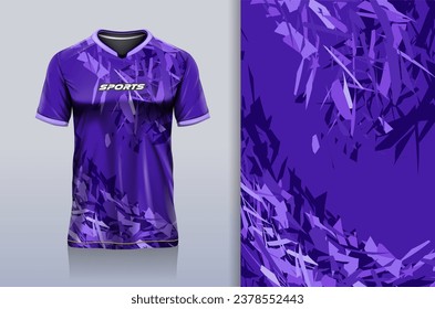 Tshirt mockup abstract grunge sport jersey design for football soccer, racing, esports, running, purple color