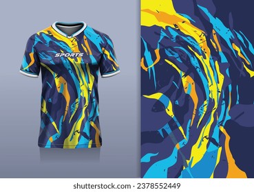 Diseño de camisetas burlón abstracto deportivo para fútbol, carreras, deportes, correr, color amarillo azul