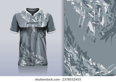 Tshirt mockup abstract grunge sport jersey design for football soccer, racing, esports, running, gray color