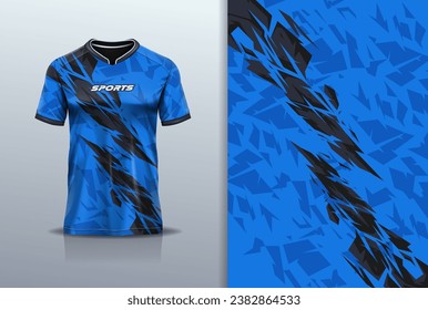 Tshirt mockup abstract grunge sport jersey design for football soccer, racing, esports, running, black blue color