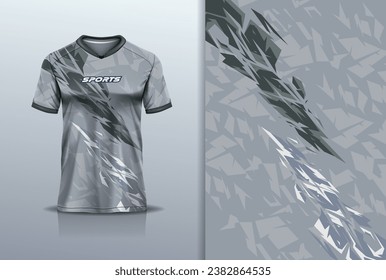 Tshirt mockup abstract grunge sport jersey design for football soccer, racing, esports, running, gray color