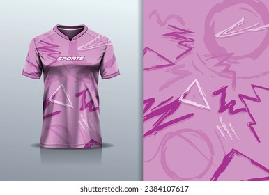 Tshirt mockup abstract grunge sport jersey design for football soccer, racing, esports, running, pink color