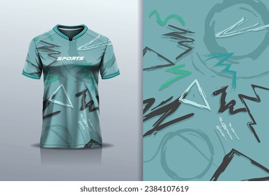 Tshirt mockup abstract grunge sport jersey design for football soccer, racing, esports, running, green color