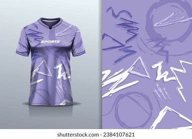 Tshirt mockup abstract grunge sport jersey design for football soccer, racing, esports, running, purple color