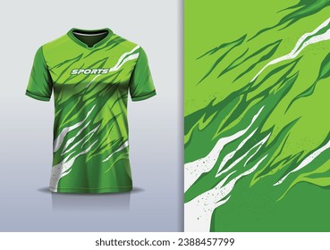 Tshirt mockup abstract grunge sport jersey design for football soccer, racing, esports, running, green white color