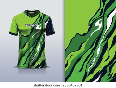 Tshirt mockup abstract grunge sport jersey design for football soccer, racing, esports, running, green white black color