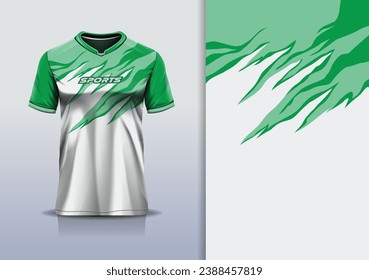 Tshirt mockup abstract grunge sport jersey design for football soccer, racing, esports, running, green white color