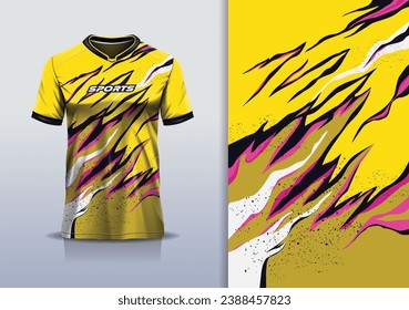 Tshirt mockup abstract grunge sport jersey design for football soccer, racing, esports, running, yellow color