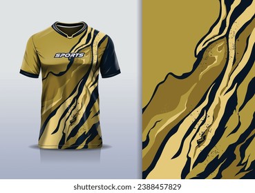 Tshirt mockup abstract grunge sport jersey design for football soccer, racing, esports, running, gold color