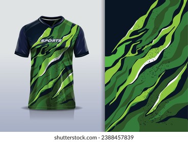 Tshirt mockup abstract grunge sport jersey design for football soccer, racing, esports, running, green black color