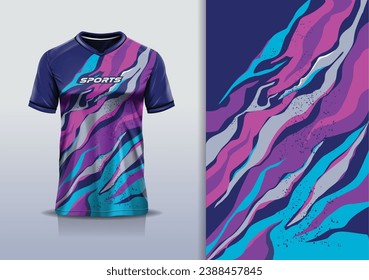 Tshirt mockup abstract grunge sport jersey design for football soccer, racing, esports, running, pink blue color