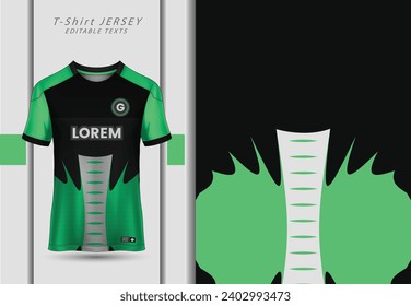 T-shirt mockup with abstract grunge sport jersey design for football, soccer, racing, esports, running, in green color