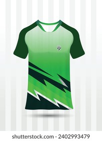 T-shirt mockup with abstract grunge sport jersey design for football, soccer, racing, esports, running, in green color