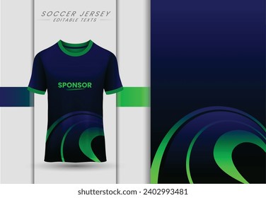 T-shirt mockup with abstract grunge sport jersey design for football, soccer, racing, esports, running, in green color