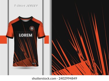 T-shirt mockup with abstract grunge sport jersey design for football, soccer, racing, esports, running, in red and black color