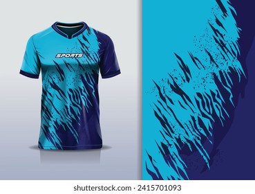 Tshirt mockup abstract grunge sport jersey design for football soccer, racing, esports, running, blue  color