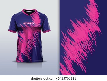 Tshirt mockup abstract grunge sport jersey design for football soccer, racing, esports, running, blue pink color