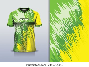 Tshirt mockup abstract grunge sport jersey design for football soccer, racing, esports, running, yellow green color