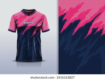 Tshirt mockup abstract grunge sport jersey design for football soccer, racing, esports, running, blue pink color