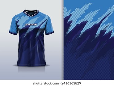 Tshirt mockup abstract grunge sport jersey design for football soccer, racing, esports, running, blue color