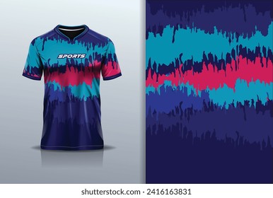 Tshirt mockup abstract grunge sport jersey design for football soccer, racing, esports, running, blue red black color