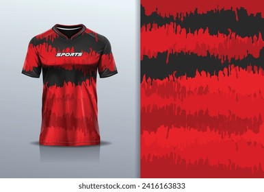 Tshirt mockup abstract grunge sport jersey design for football soccer, racing, esports, running, red black color