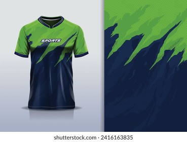 Tshirt mockup abstract grunge sport jersey design for football soccer, racing, esports, running, blue green color