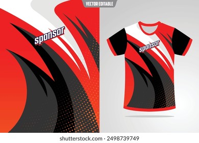 Tshirt mockup abstract grunge sport jersey design for football soccer, racing, esports, running, black orange color EPS 10