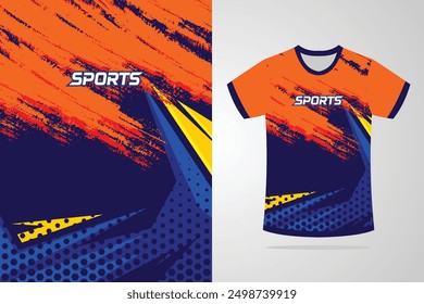 Tshirt mockup abstract grunge sport jersey design for football soccer, racing, esports, running, red blue color Vector Template EPS 10