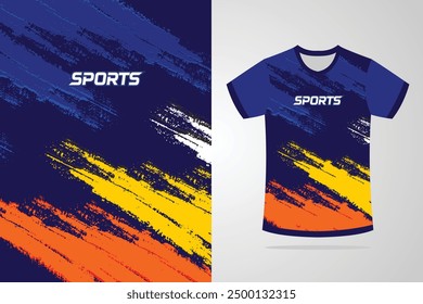 Tshirt mockup abstract grunge sport jersey design for football soccer, racing, esports, running, red blue color Vector Template EPS 10